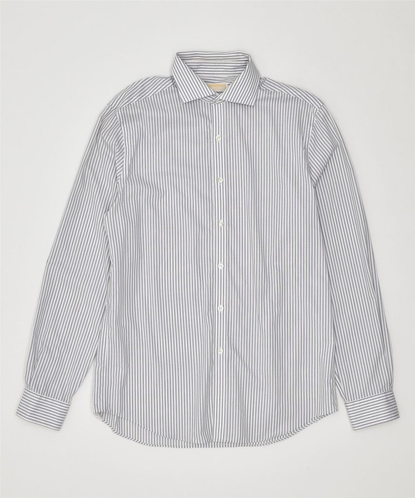 MICHAEL KORS Mens Shirt Size 15 1/2 Medium Grey Striped Cotton | Vintage | Thrift | Second-Hand | Used Clothing | Messina Hembry 