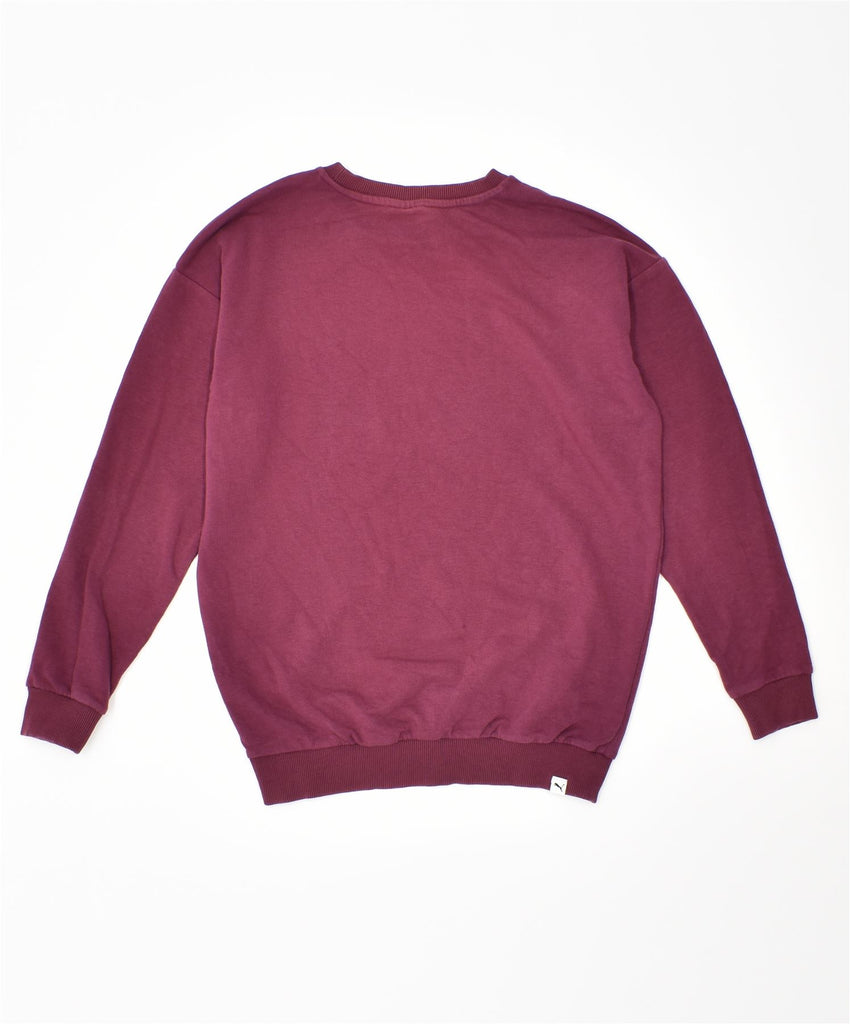 PUMA Womens Oversized Sweatshirt Jumper UK 10 Small Maroon Cotton | Vintage | Thrift | Second-Hand | Used Clothing | Messina Hembry 