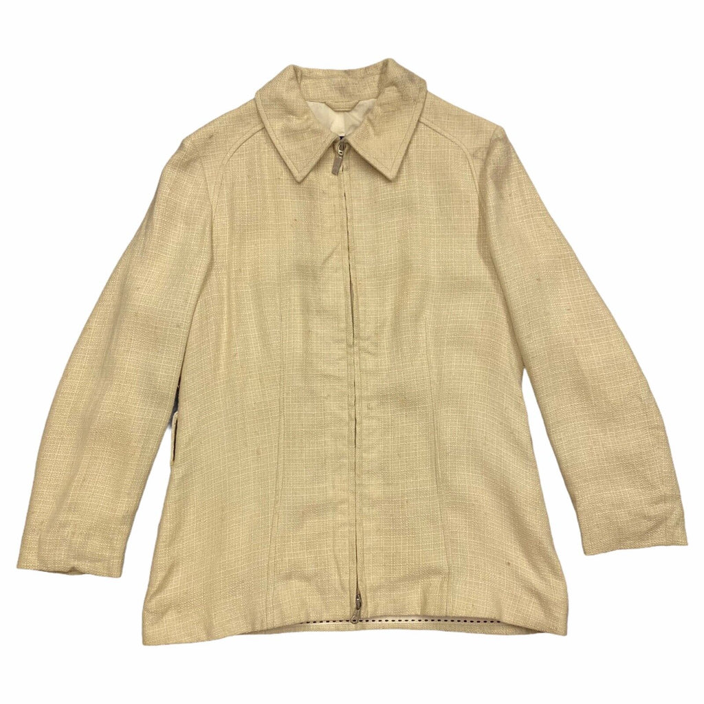 Moncler Women's Silk Weaved Jacket | Vintage High End Luxury Designer Beige VTG | Vintage Messina Hembry | Thrift | Second-Hand Messina Hembry | Used Clothing | Messina Hembry 