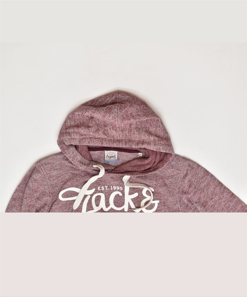 JACK & JONES Mens Graphic Hoodie Jumper XS Burgundy Cotton | Vintage | Thrift | Second-Hand | Used Clothing | Messina Hembry 