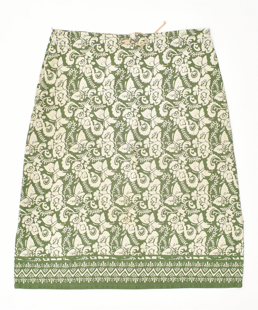 MURPHY & NYE Womens A-Line Skirt W30 Medium Khaki Floral Cotton | Vintage | Thrift | Second-Hand | Used Clothing | Messina Hembry 