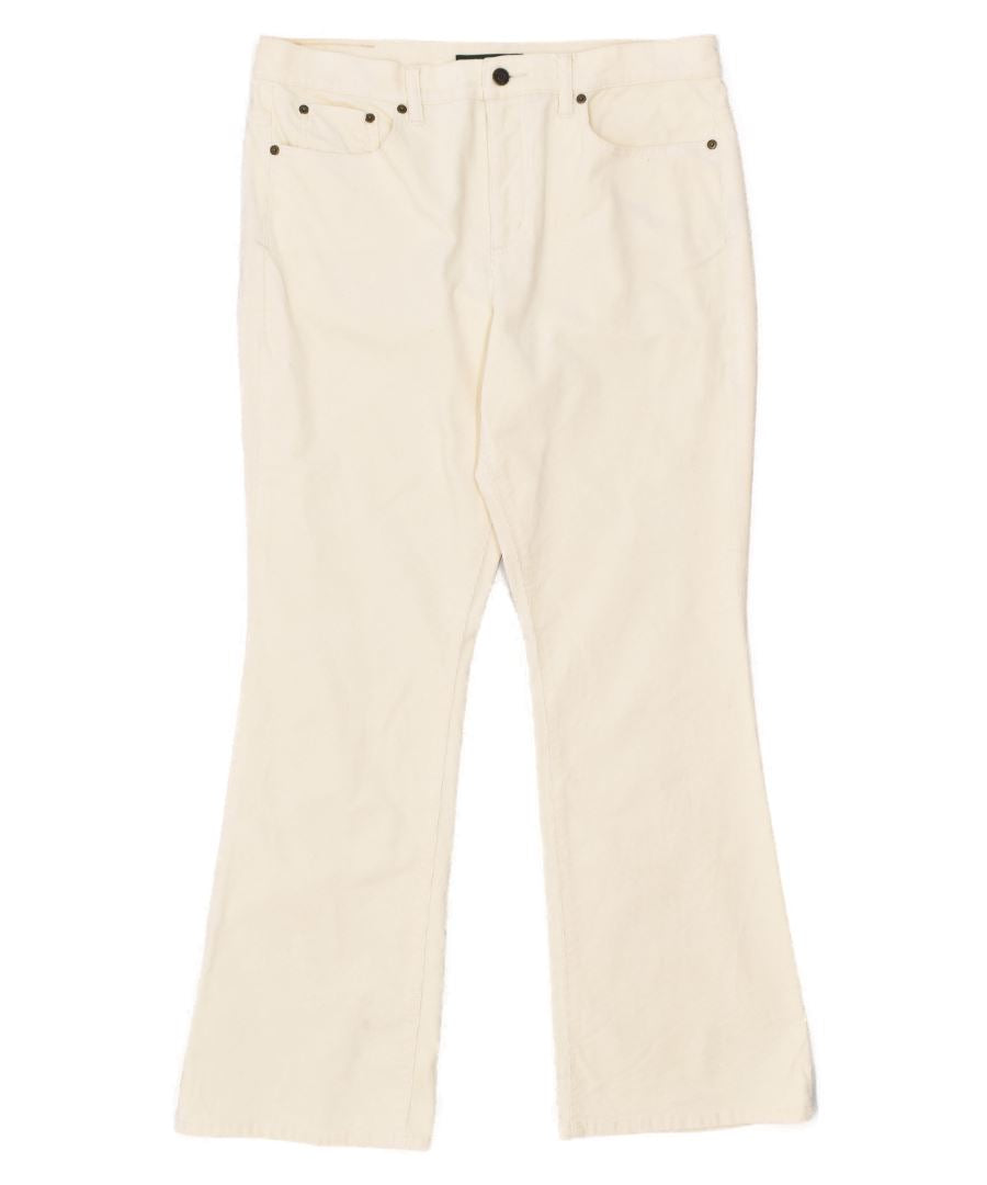 RALPH LAUREN Womens Bootcut Jeans US 12 Large W34 L30 Off White Cotton | Vintage | Thrift | Second-Hand | Used Clothing | Messina Hembry 