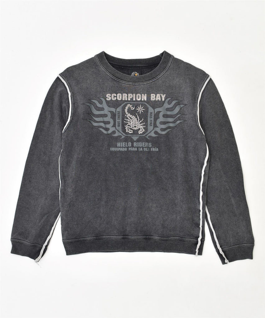 SCORPION BAY Boys Graphic Sweatshirt Jumper 12-13 Years Grey Cotton | Vintage | Thrift | Second-Hand | Used Clothing | Messina Hembry 