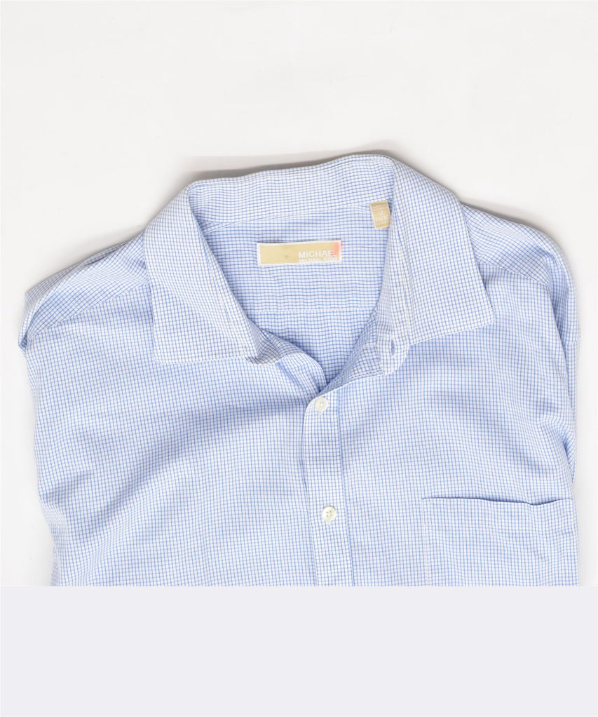 MICHAEL KORS Mens Shirt Size 182XL Blue Check Cotton | Vintage | Thrift | Second-Hand | Used Clothing | Messina Hembry 