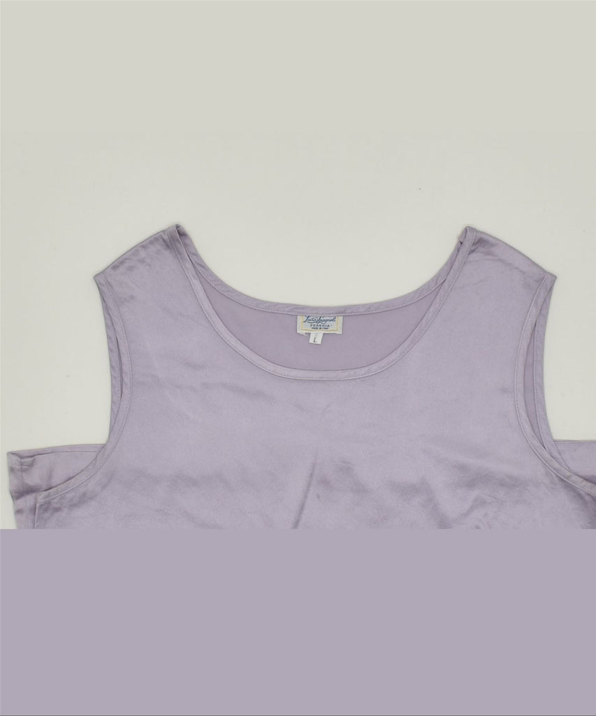 LUISA SPAGNOLI Womens Vest Top UK 14 Large Purple Acetate | Vintage | Thrift | Second-Hand | Used Clothing | Messina Hembry 