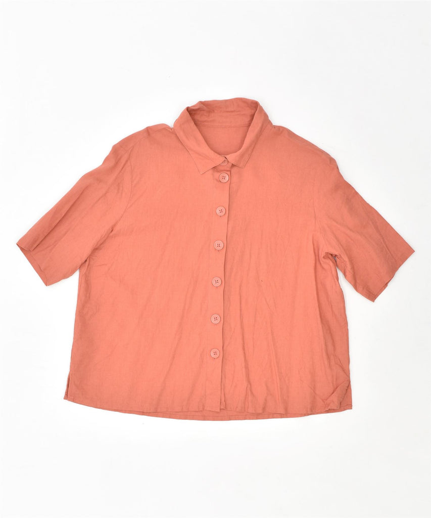 VINTAGE Womens Short Sleeve Shirt Blouse UK 18 XL Orange | Vintage | Thrift | Second-Hand | Used Clothing | Messina Hembry 