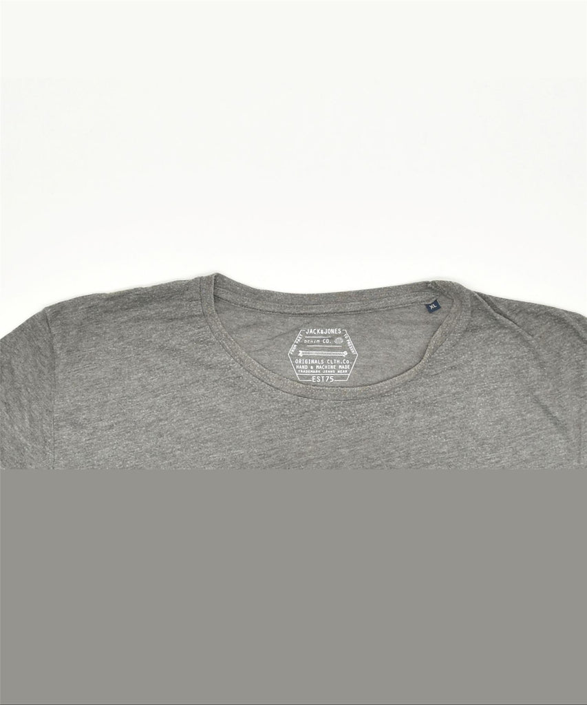 JACK & JONES Mens Graphic T-Shirt Top XL Grey Polyester | Vintage | Thrift | Second-Hand | Used Clothing | Messina Hembry 