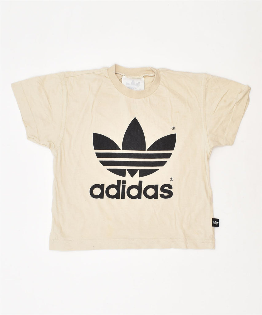 ADIDAS Boys Graphic T-Shirt Top 7-8 Years Beige Cotton | Vintage | Thrift | Second-Hand | Used Clothing | Messina Hembry 