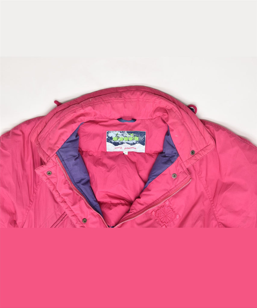 DIADORA Womens Hooded Padded Jacket UK 12 Medium Pink Polyester Vintage | Vintage | Thrift | Second-Hand | Used Clothing | Messina Hembry 