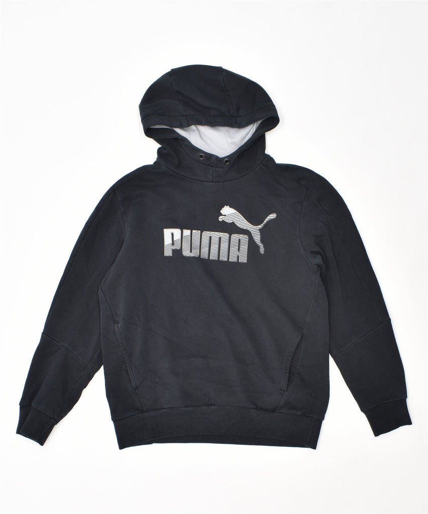 PUMA Mens Graphic Hoodie Jumper Medium Black Cotton | Vintage | Thrift | Second-Hand | Used Clothing | Messina Hembry 