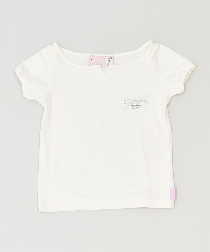 CHAMPION Girls T-Shirt Top 3-4 Years 2XS White Classic | Vintage | Thrift | Second-Hand | Used Clothing | Messina Hembry 