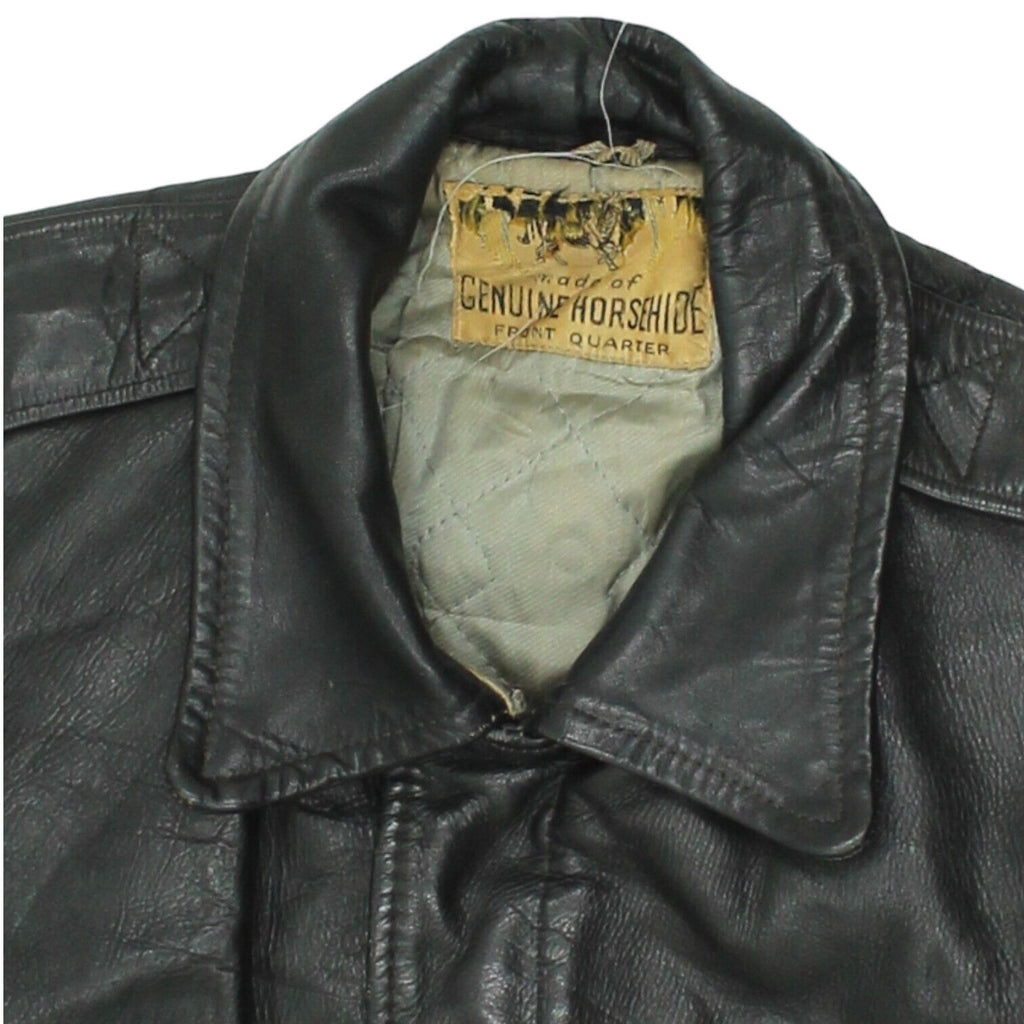 Front Quarter Horsehide Black Leather Quilted Jacket | Vintage High End Biker | Vintage Messina Hembry | Thrift | Second-Hand Messina Hembry | Used Clothing | Messina Hembry 