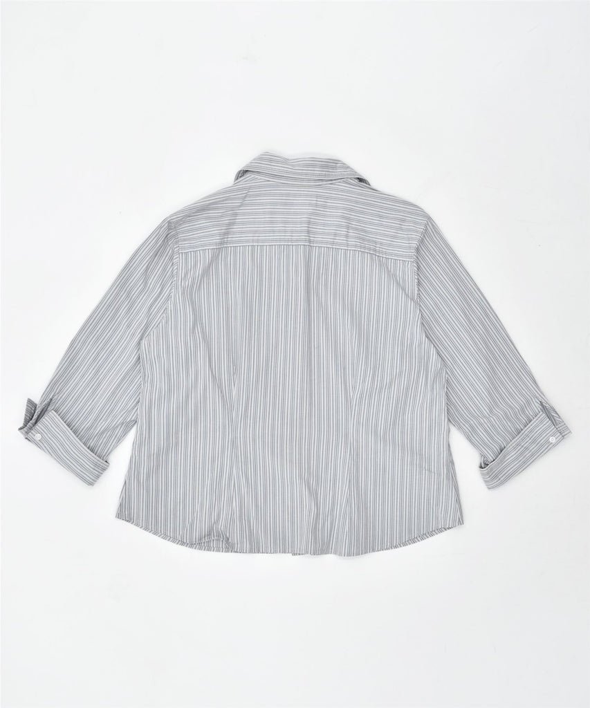 EDDIE BAUER Womens 3/4 Sleeve Shirt UK 18 XL Grey Striped | Vintage | Thrift | Second-Hand | Used Clothing | Messina Hembry 