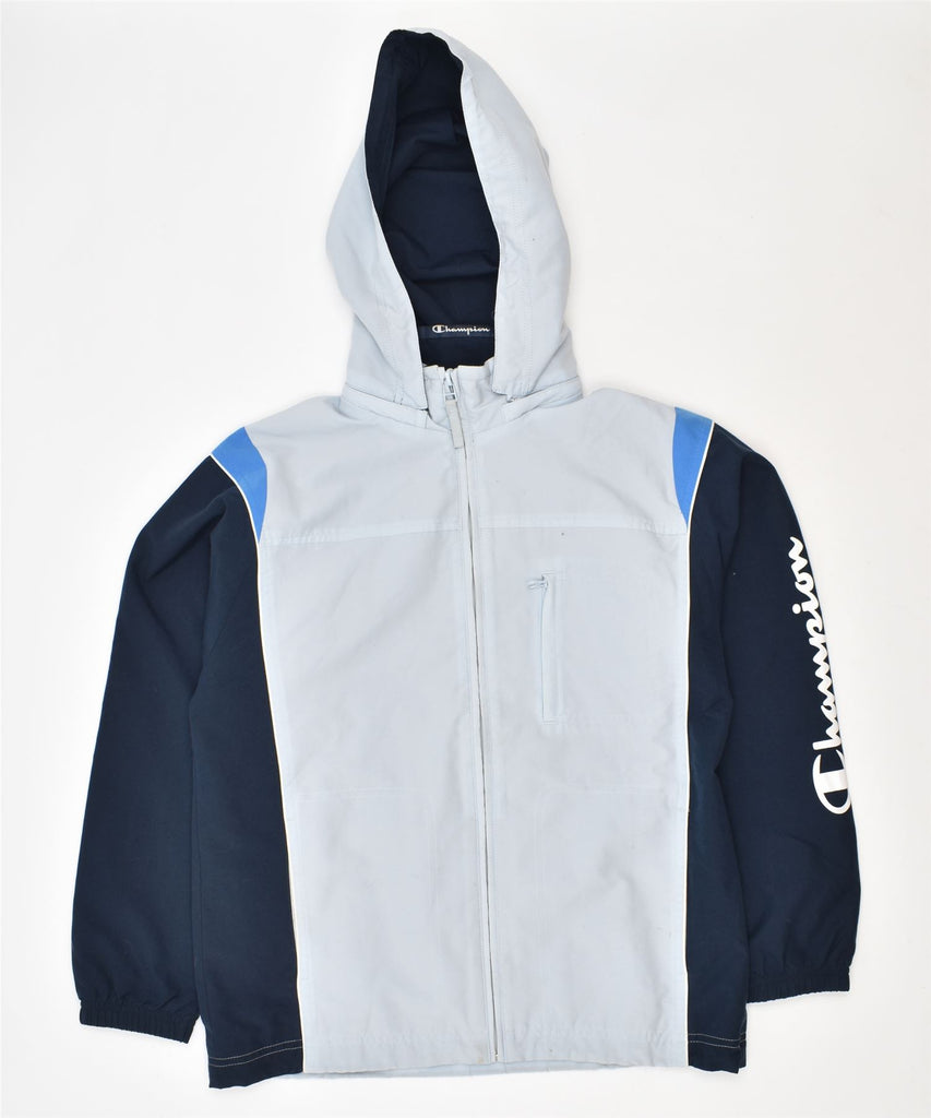 CHAMPION Boys Hooded Tracksuit Top Jacket 11-12 Years Blue Polyamide | Vintage | Thrift | Second-Hand | Used Clothing | Messina Hembry 