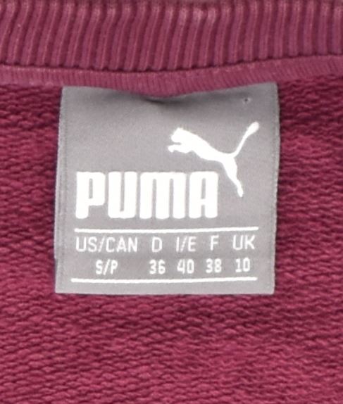 PUMA Womens Oversized Sweatshirt Jumper UK 10 Small Maroon Cotton | Vintage | Thrift | Second-Hand | Used Clothing | Messina Hembry 