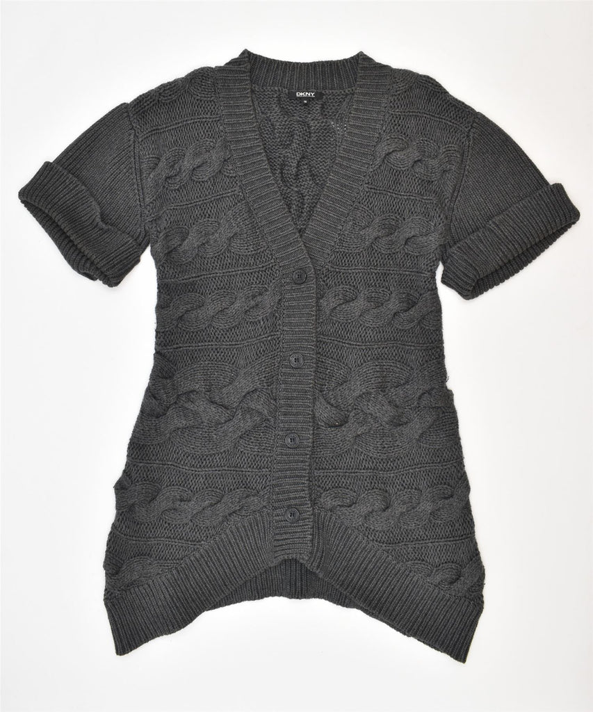 DKNY Girls Asymmetric Short Sleeve Cardigan Sweater 15-16 Years Grey | Vintage | Thrift | Second-Hand | Used Clothing | Messina Hembry 
