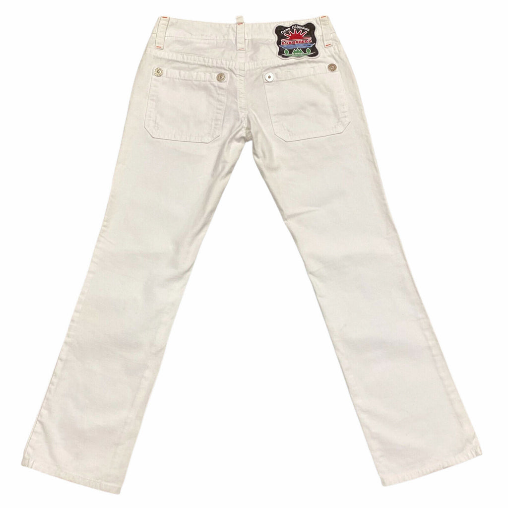 Dsquared2 Distressed Women's Jeans | Vintage Designer White Denim Trousers W30 | Vintage Messina Hembry | Thrift | Second-Hand Messina Hembry | Used Clothing | Messina Hembry 