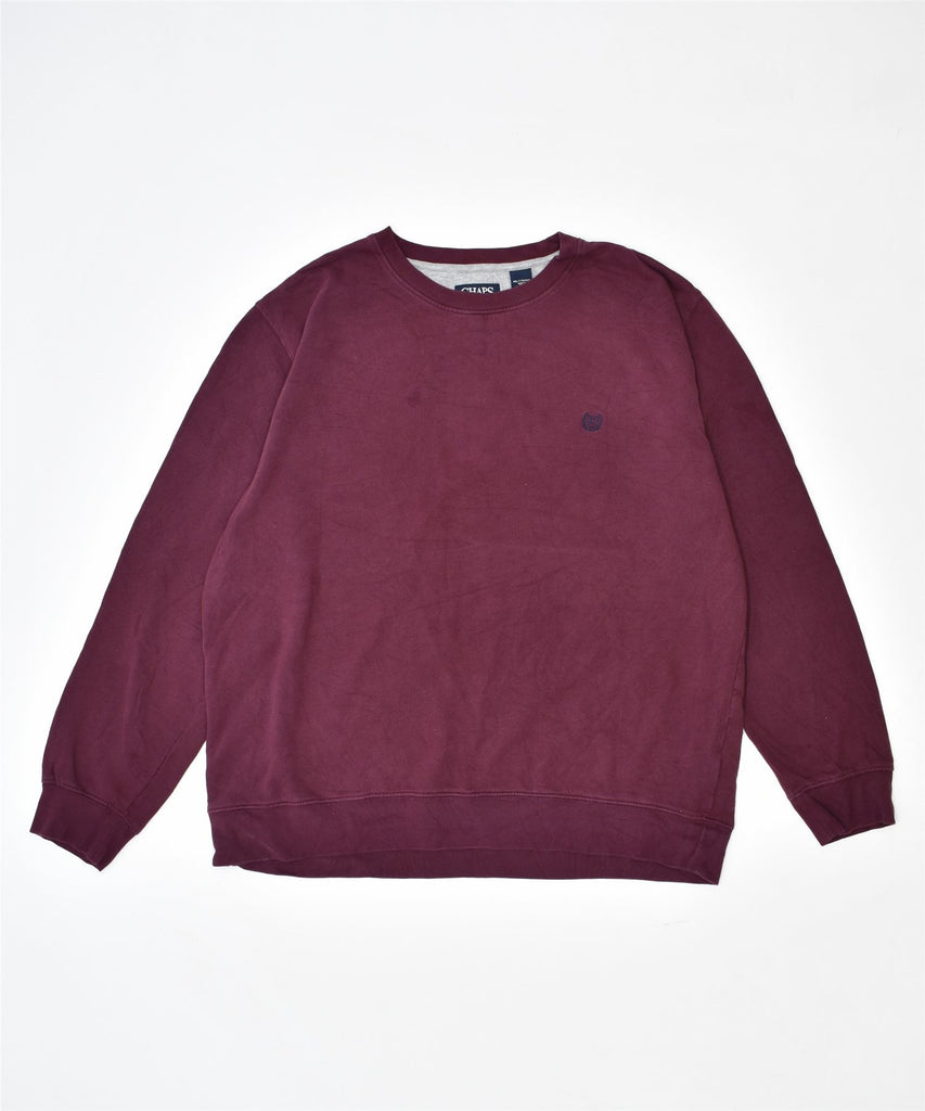 CHAPS Mens Sweatshirt Jumper 2XL Maroon Cotton | Vintage | Thrift | Second-Hand | Used Clothing | Messina Hembry 