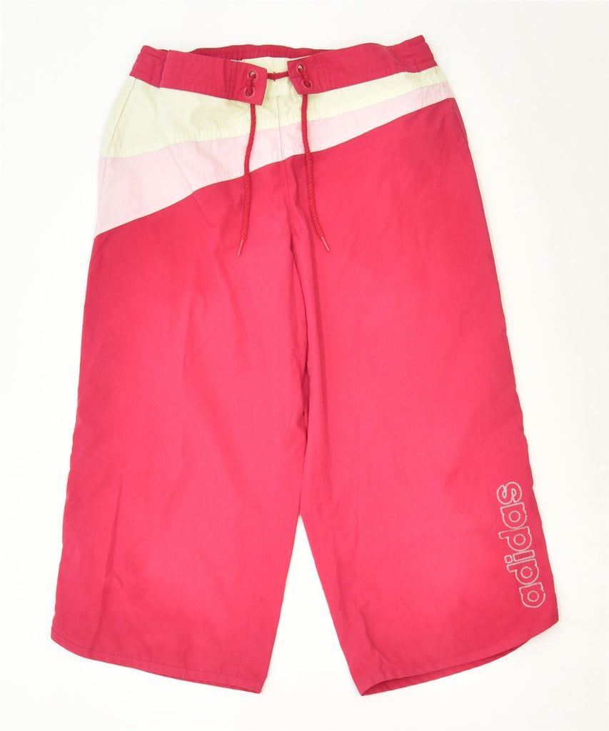 ADIDAS Girls Capri Tracksuit Trousers 13-14 Years Pink Polyester Sports | Vintage | Thrift | Second-Hand | Used Clothing | Messina Hembry 