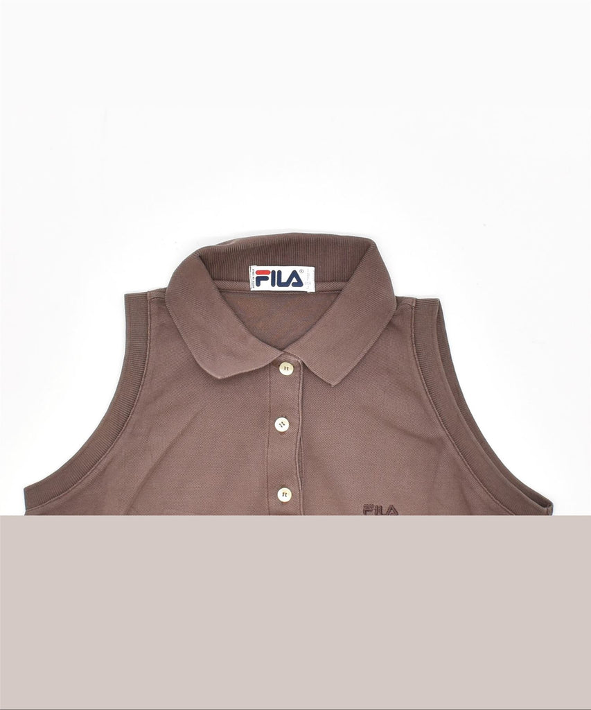 FILA Womens Sleeveless Polo Shirt IT 42 Medium Brown Cotton | Vintage | Thrift | Second-Hand | Used Clothing | Messina Hembry 