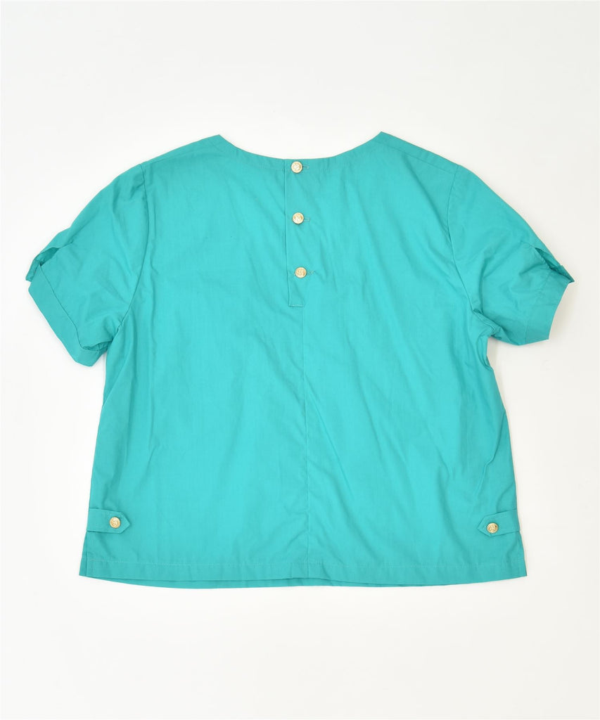 VINTAGE Womens Blouse Top UK 14 Medium Turquoise Classic | Vintage | Thrift | Second-Hand | Used Clothing | Messina Hembry 