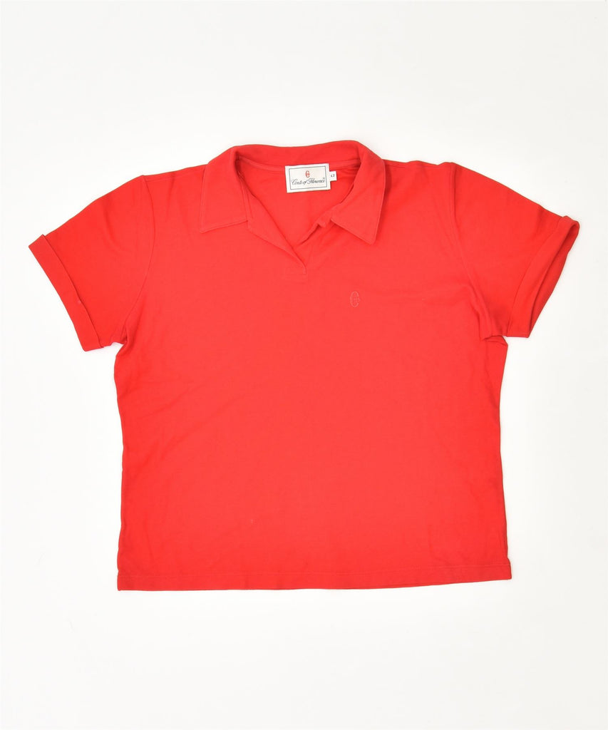 CONTE OF FLORENCE Womens Polo Shirt IT 42 Medium Red Cotton | Vintage | Thrift | Second-Hand | Used Clothing | Messina Hembry 