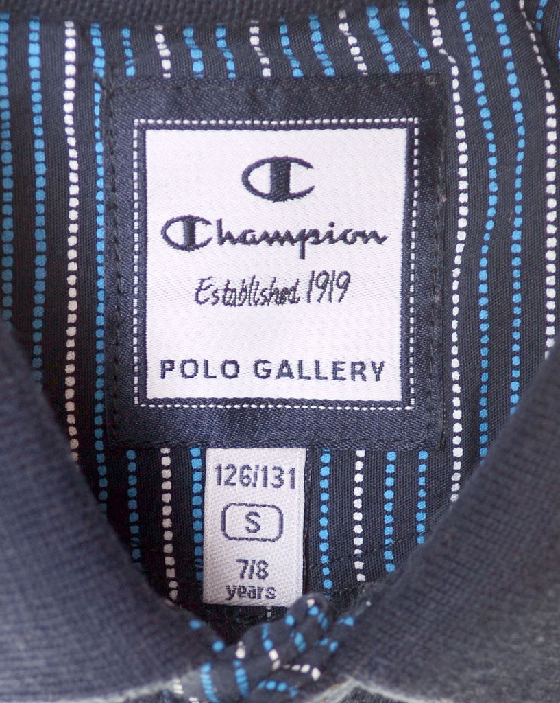 CHAMPION Boys Polo Shirt 7-8 Years Small Blue Cotton | Vintage | Thrift | Second-Hand | Used Clothing | Messina Hembry 