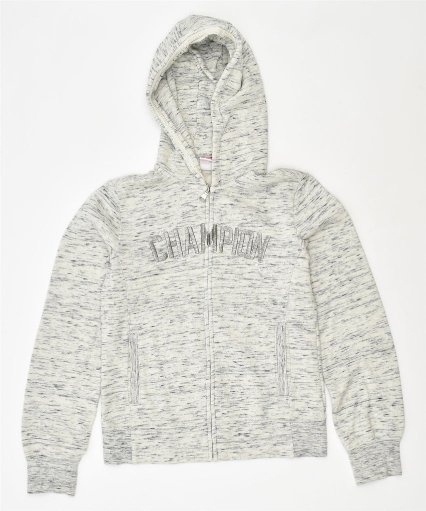 CHAMPION Girls Zip Hoodie Sweater 11-12 Years Large Off White Cotton | Vintage | Thrift | Second-Hand | Used Clothing | Messina Hembry 