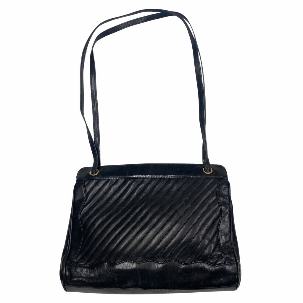 Emilio Pucci Leather Handbag | Vintage High End Designer Ladies Bag Black VTG | Vintage Messina Hembry | Thrift | Second-Hand Messina Hembry | Used Clothing | Messina Hembry 