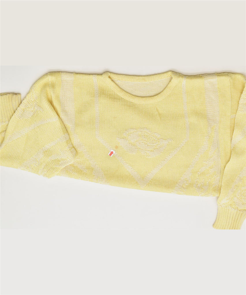 VINTAGE Womens Crew Neck Jumper Sweater UK 14 Large Yellow Flower | Vintage | Thrift | Second-Hand | Used Clothing | Messina Hembry 