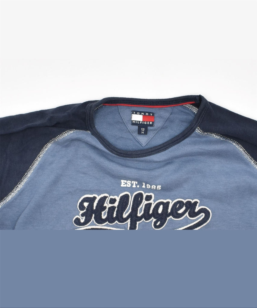 TOMMY HILFIGER Boys Graphic Sweatshirt Jumper 11-12 Years Blue Cotton | Vintage | Thrift | Second-Hand | Used Clothing | Messina Hembry 