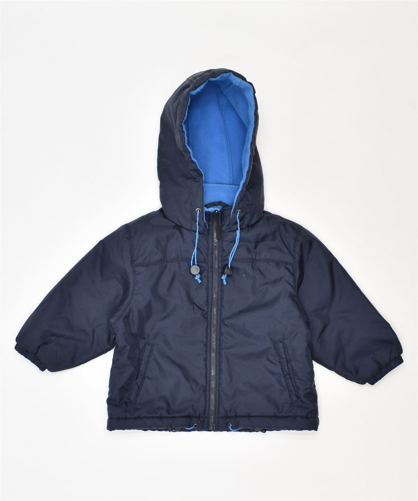 CHAMPION Boys Hooded Rain Jacket 9-12 Months Navy Blue Nylon | Vintage | Thrift | Second-Hand | Used Clothing | Messina Hembry 