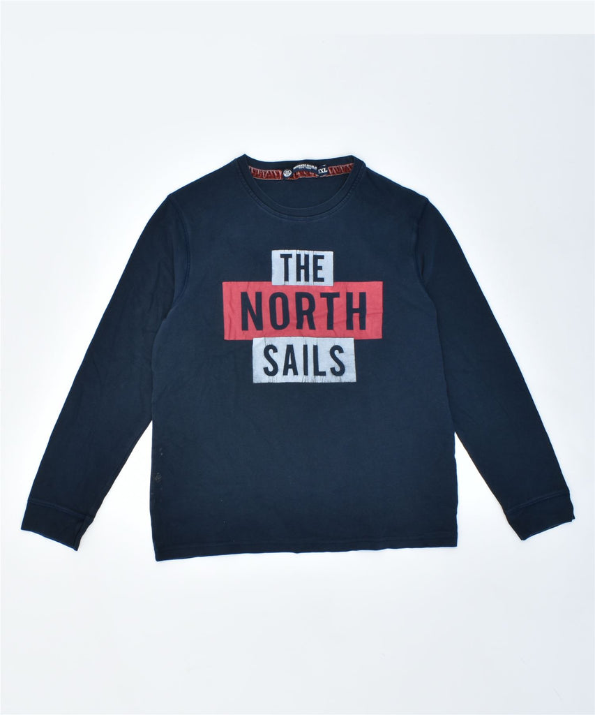 NORTH SAILS Boys Graphic Top Long Sleeve 13-14 Years XL Navy Blue Cotton | Vintage | Thrift | Second-Hand | Used Clothing | Messina Hembry 