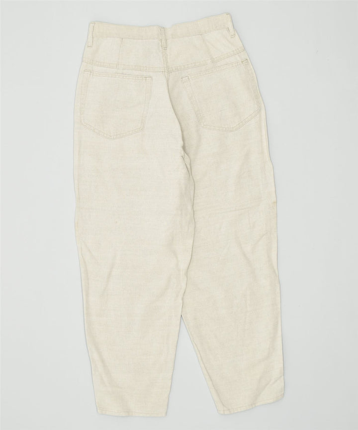 VINTAGE Womens Tapered Casual Trousers IT 40 Small W26 L25 Beige Linen | Vintage | Thrift | Second-Hand | Used Clothing | Messina Hembry 