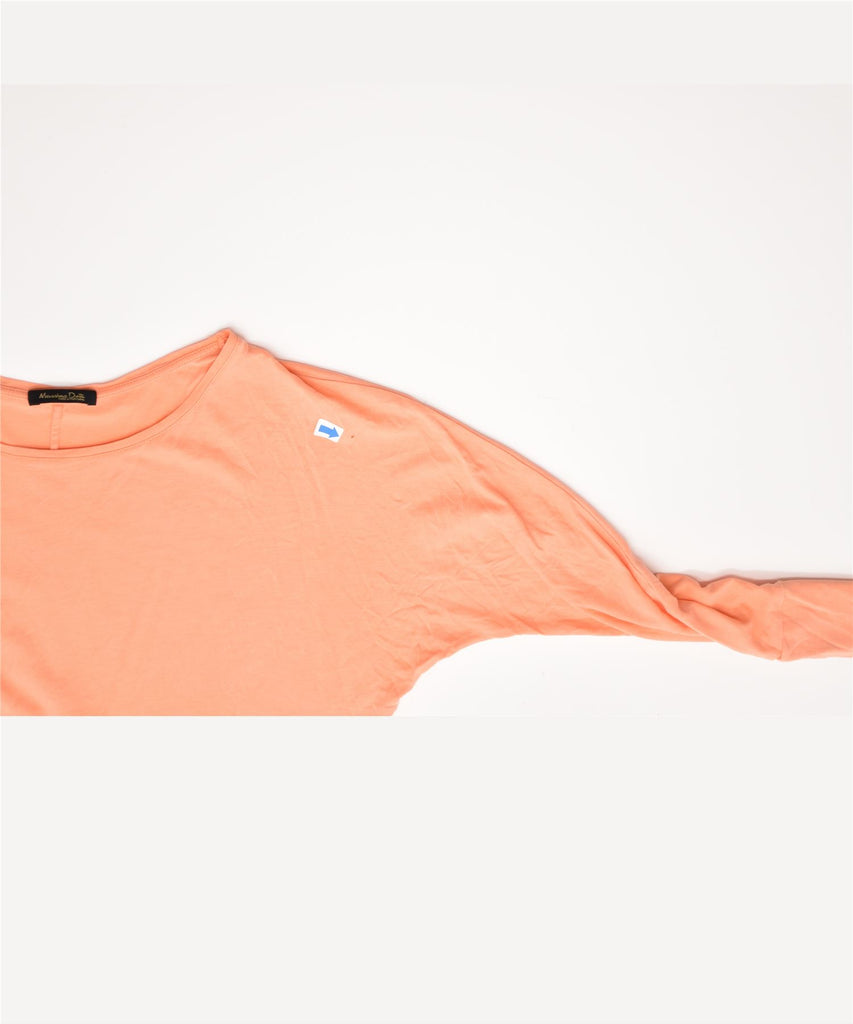 MASSIMO DUTTI Womens 3/4 Sleeve Top UK 14 Medium Orange Cotton | Vintage | Thrift | Second-Hand | Used Clothing | Messina Hembry 