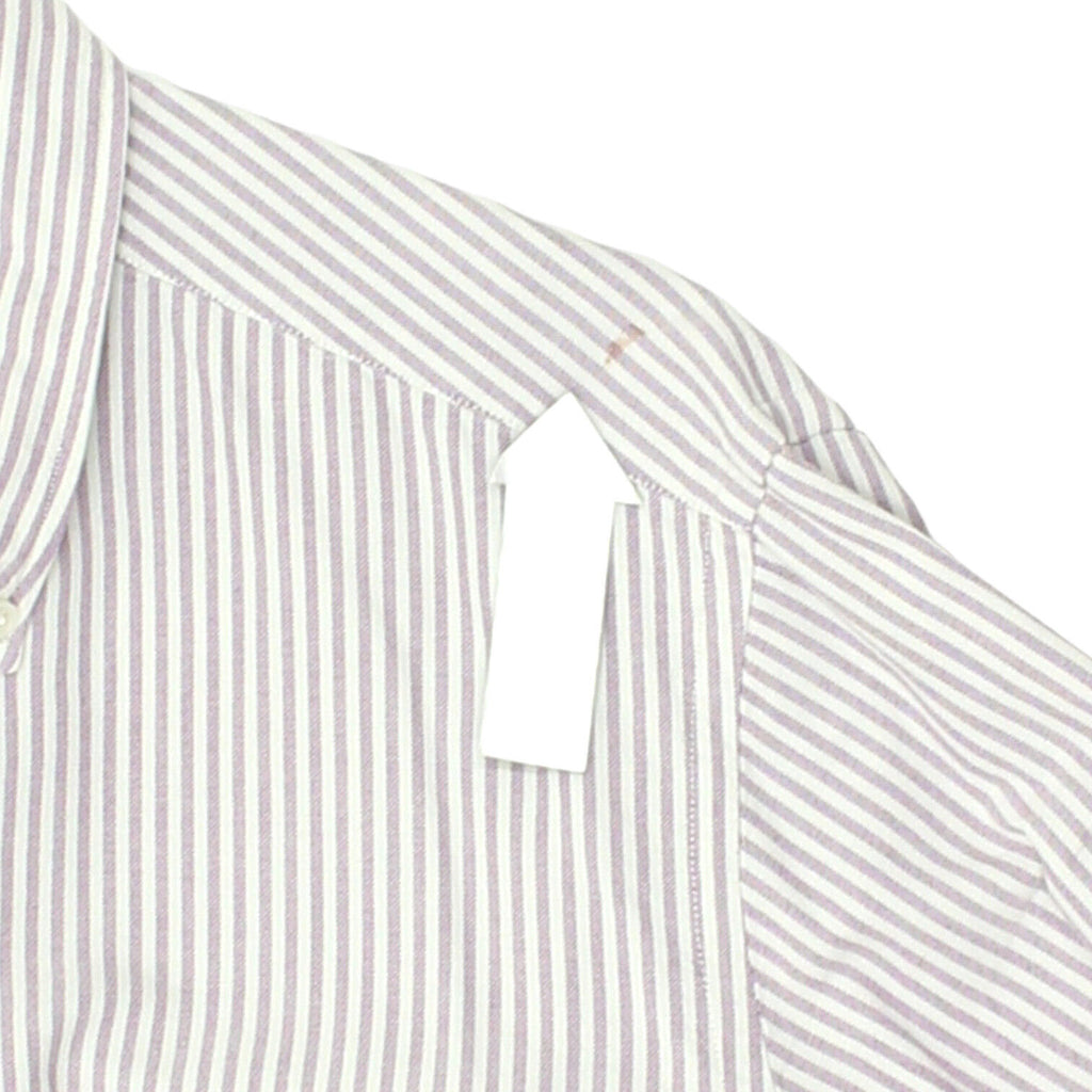 Aquascutum Mens White Pink Striped Button Down Collar Shirt | Vintage Designer | Vintage Messina Hembry | Thrift | Second-Hand Messina Hembry | Used Clothing | Messina Hembry 