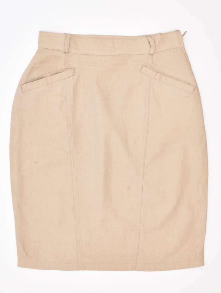 VINTAGE Womens Straight Skirt EU 40 Medium W29 Beige Linen | Vintage | Thrift | Second-Hand | Used Clothing | Messina Hembry 