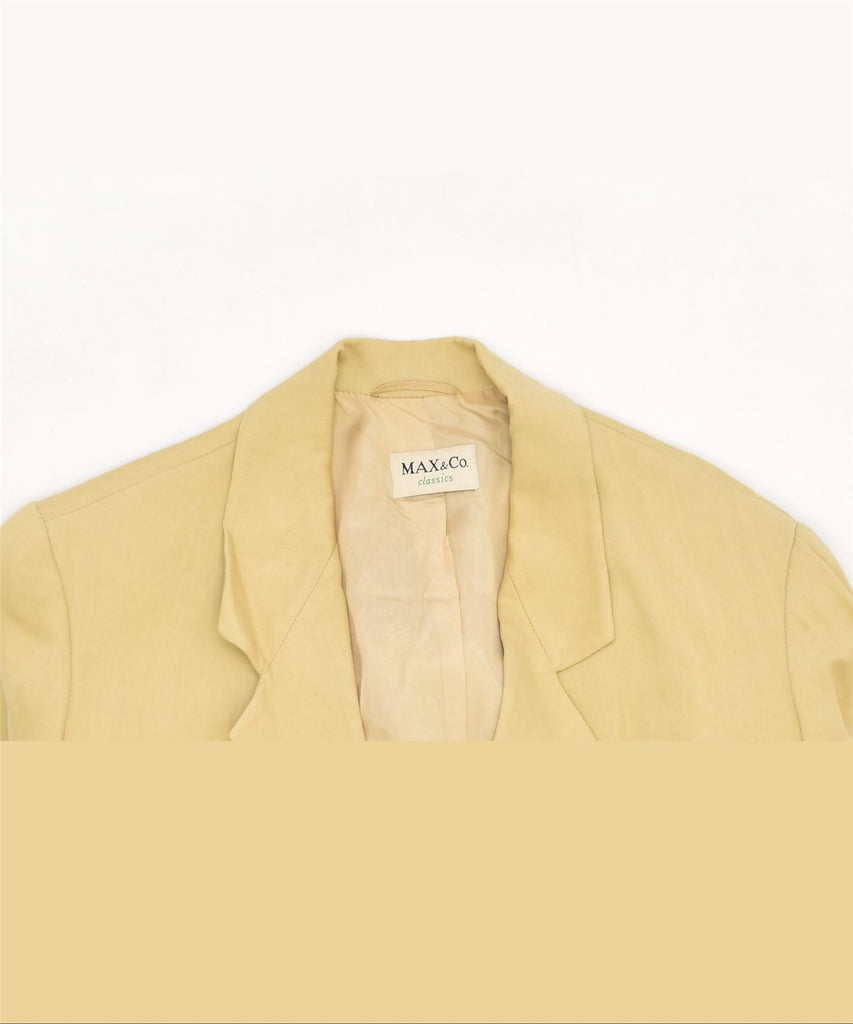 MAX & CO. Womens 2 Button Blazer Jacket UK 12 Medium Yellow Viscose | Vintage | Thrift | Second-Hand | Used Clothing | Messina Hembry 