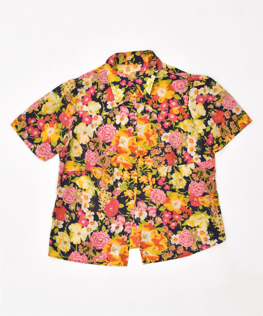 VINTAGE Womens Short Sleeve Shirt UK 14 Large Multicoloured Floral | Vintage | Thrift | Second-Hand | Used Clothing | Messina Hembry 