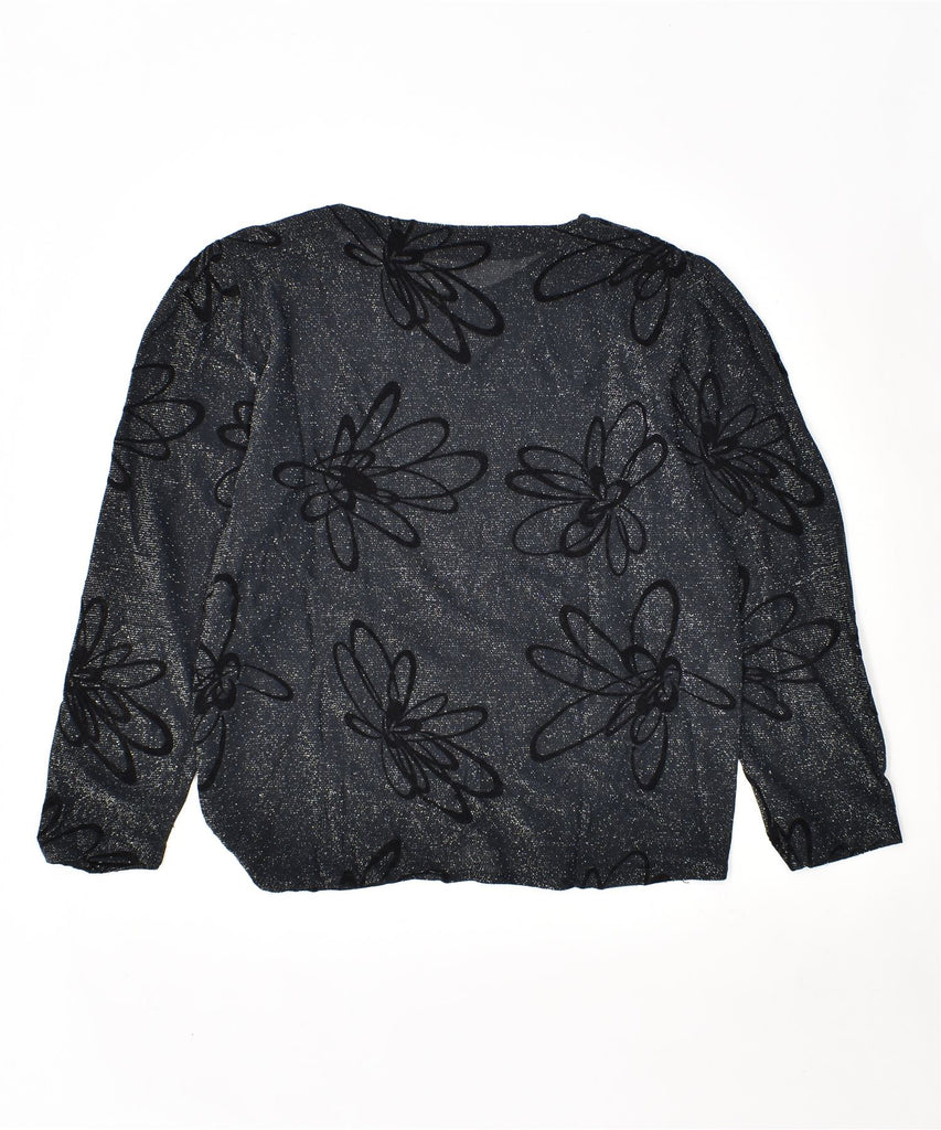 VINTAGE Womens Crew Neck Jumper Sweater IT 44 Medium Black Floral | Vintage | Thrift | Second-Hand | Used Clothing | Messina Hembry 