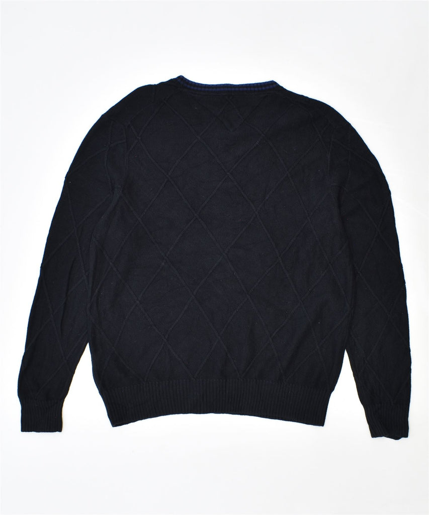 TOMMY HILFIGER Mens V-Neck Jumper Sweater Medium Black Cotton | Vintage | Thrift | Second-Hand | Used Clothing | Messina Hembry 