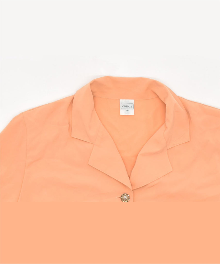 CANDA Womens Short Sleeve Shirt Blouse EU 44 Large Orange Polyester | Vintage | Thrift | Second-Hand | Used Clothing | Messina Hembry 
