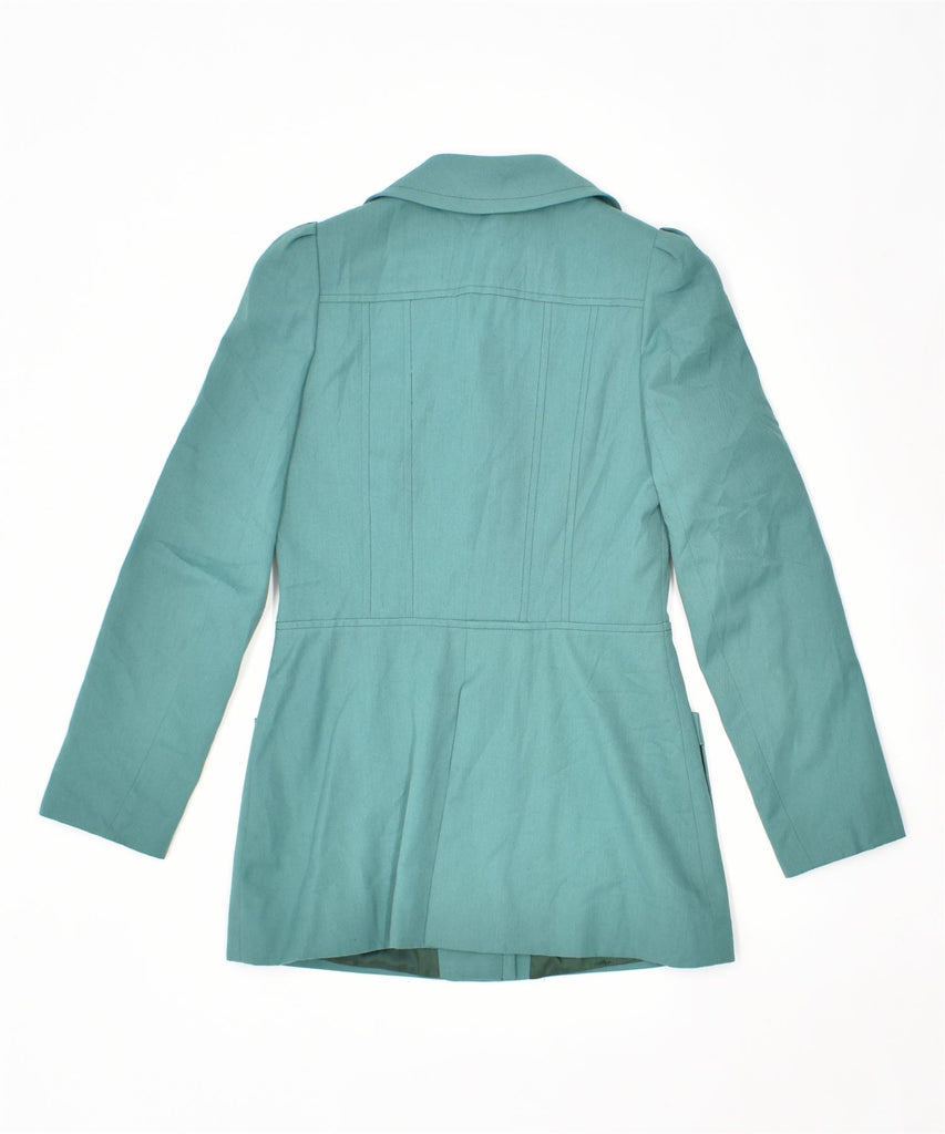 VINTAGE Womens Overcoat IT 44 Medium Turquoise Polyester | Vintage | Thrift | Second-Hand | Used Clothing | Messina Hembry 