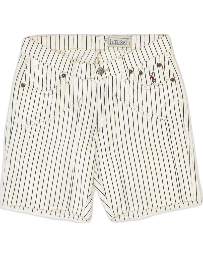 JECKERSON Womens Casual Shorts IT 42  Medium W30 Off White Striped Cotton | Vintage | Thrift | Second-Hand | Used Clothing | Messina Hembry 