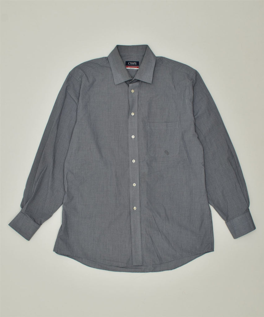 CHAPS Mens Regular Fit Shirt Size 16-16 1/2 Large Grey Check Cotton | Vintage | Thrift | Second-Hand | Used Clothing | Messina Hembry 