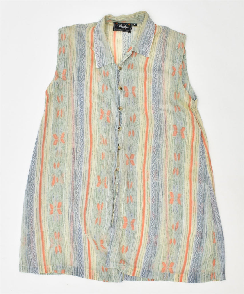 BINDIYA Womens Sleeveless Blouse Top UK 16 Large Multicoloured Viscose | Vintage | Thrift | Second-Hand | Used Clothing | Messina Hembry 