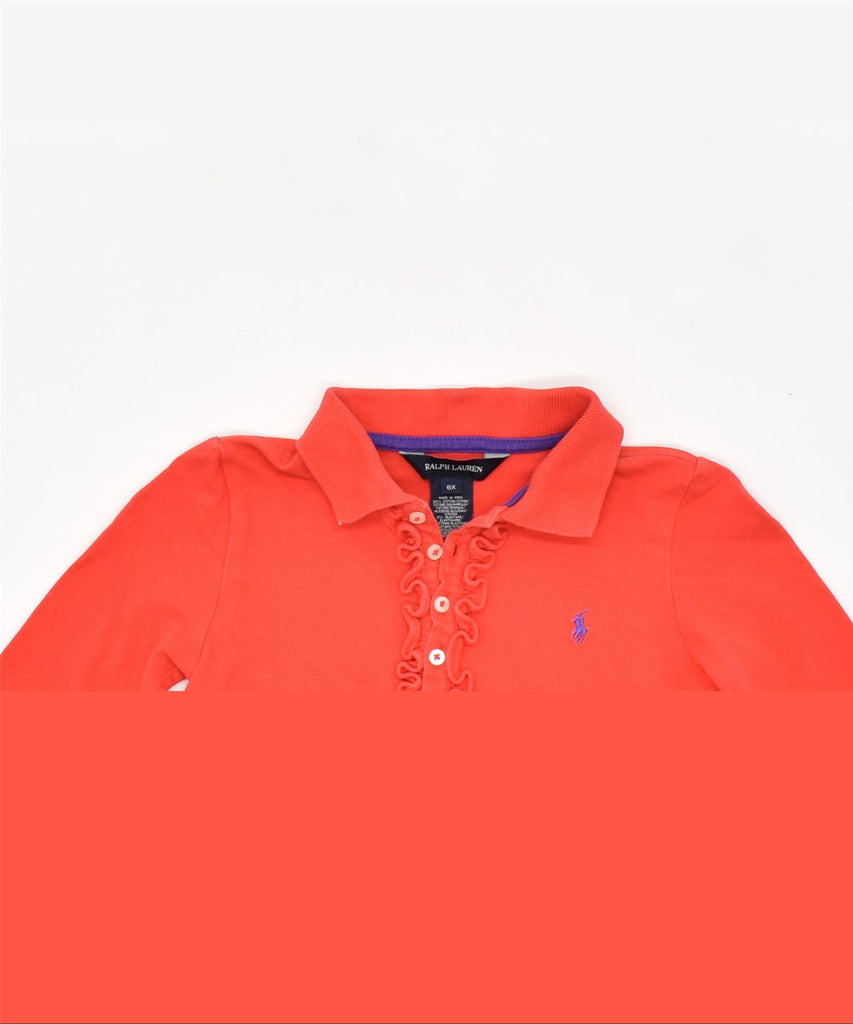 RALPH LAUREN Girls Long Sleeve Polo Shirt 5-6 Years Red Cotton | Vintage | Thrift | Second-Hand | Used Clothing | Messina Hembry 