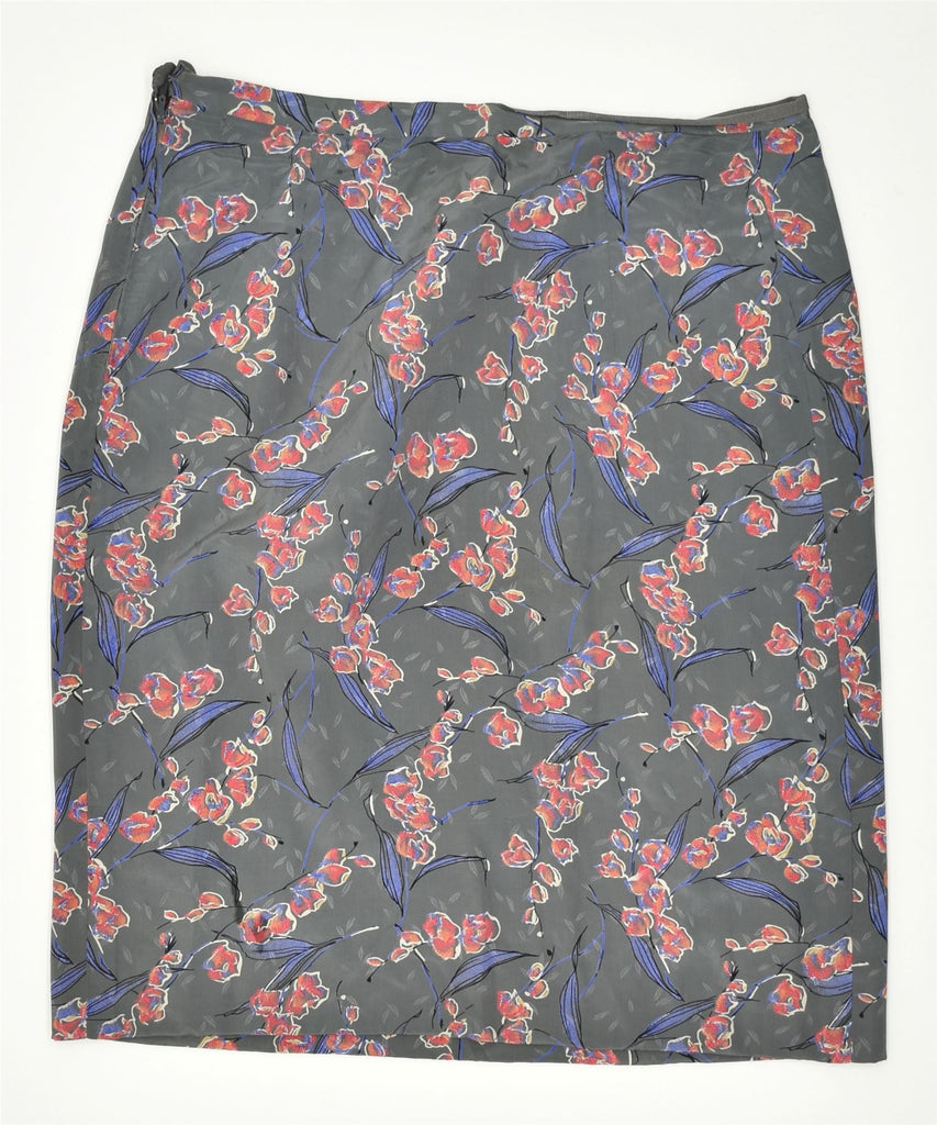 VINTAGE Womens Straight Skirt W34 XL Grey Floral | Vintage | Thrift | Second-Hand | Used Clothing | Messina Hembry 