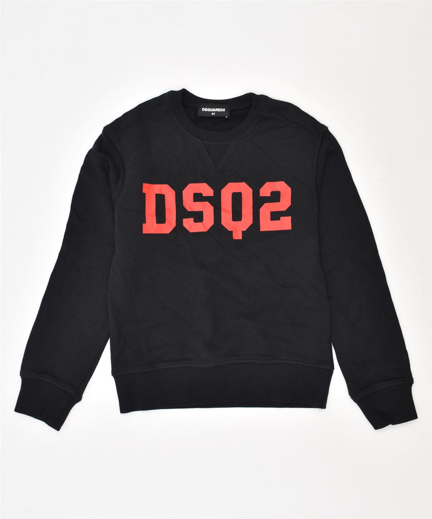 DSQUARED2 Girls Graphic Sweatshirt Jumper 7-8 Years Black Cotton | Vintage | Thrift | Second-Hand | Used Clothing | Messina Hembry 