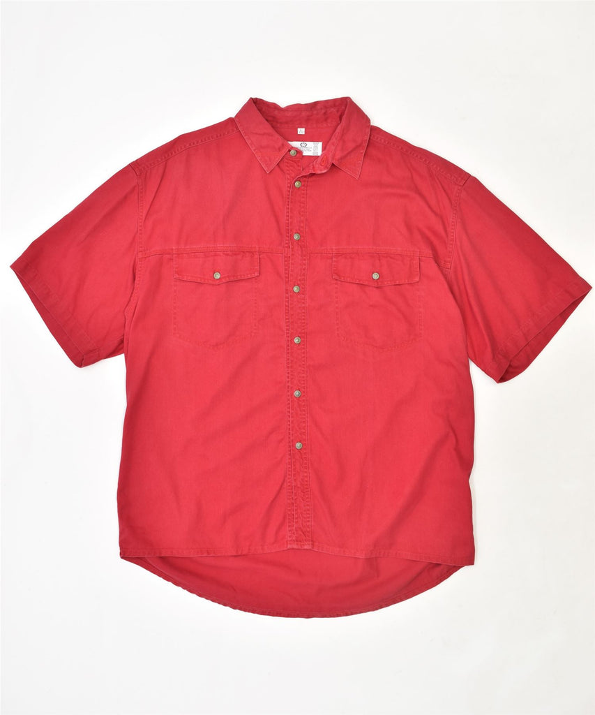 NEW FAST Mens Short Sleeve Shirt Large Red Cotton Vintage | Vintage | Thrift | Second-Hand | Used Clothing | Messina Hembry 